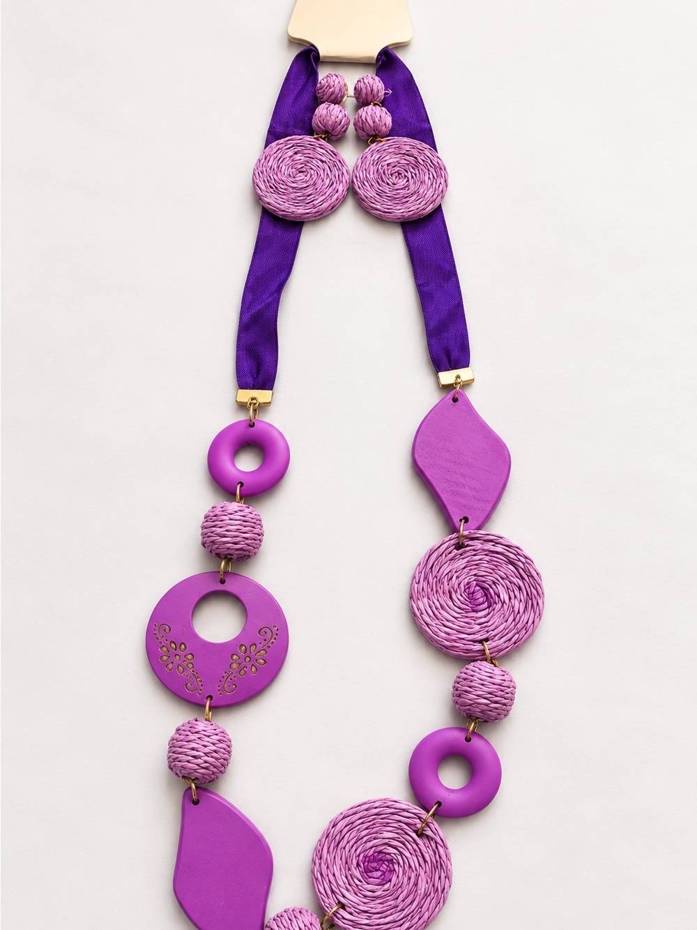 Charming Charlie Purple Boho Statement Necklace & Earrings Set